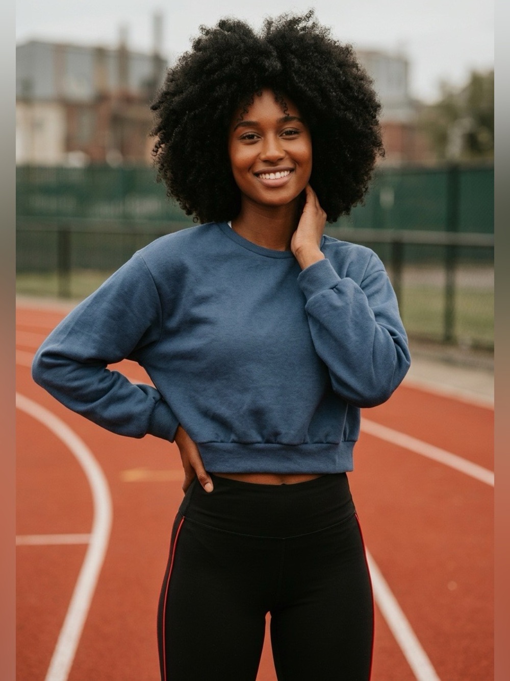 Zaful Womens Navy Blue Pullover Cropped Sweatshirt Size Medium Activewear Casual